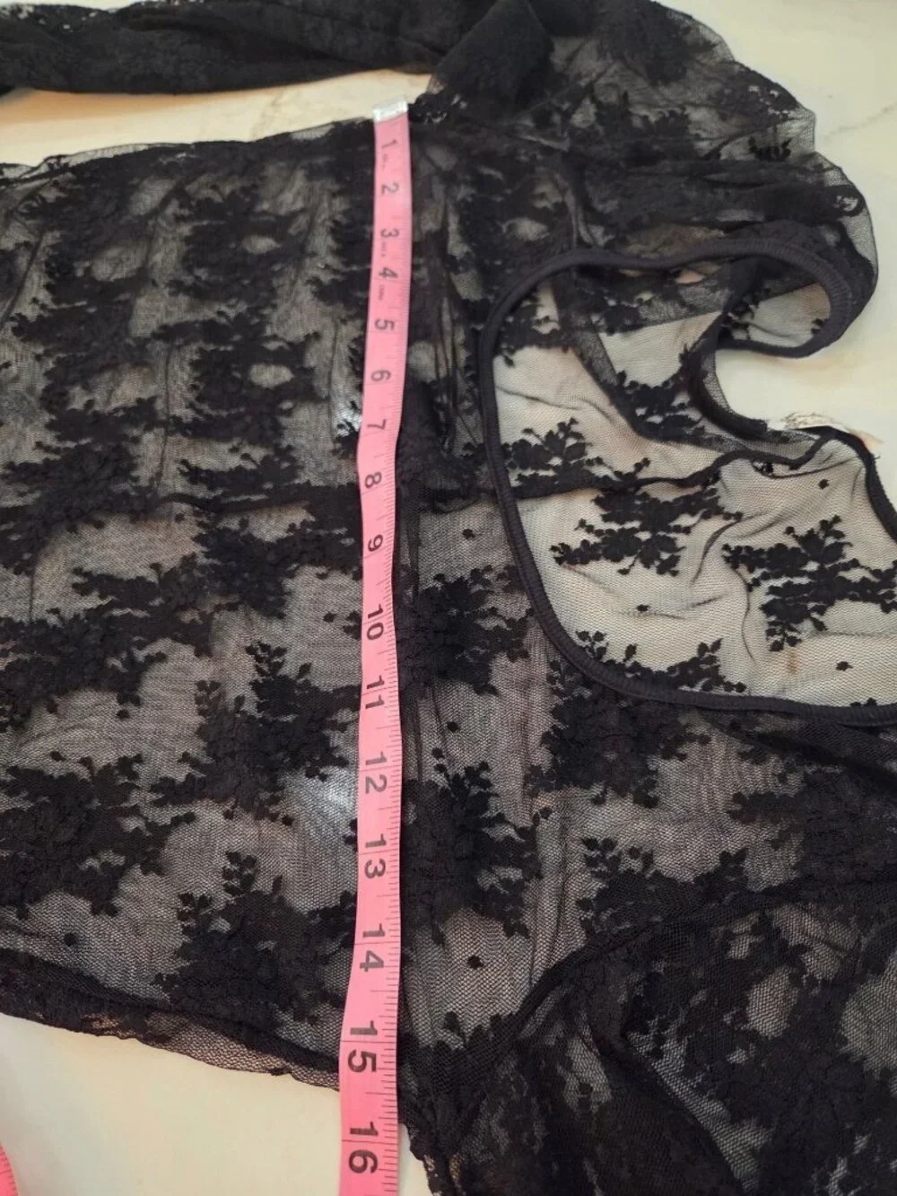 Free People Intimately FP Full Bloom Top M Long Sleeve Floral Lace Sheer Black
